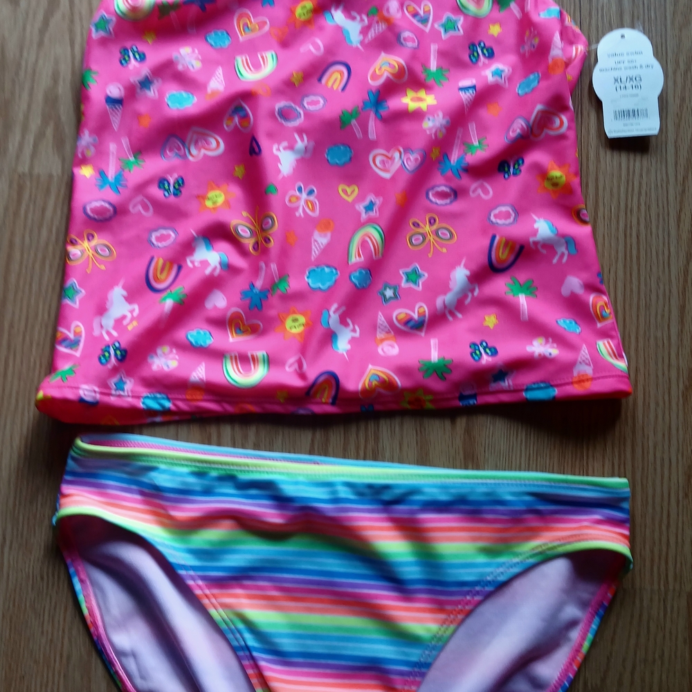 Wonder Nation Colorful Unicorn and Rainbow Bikini Set